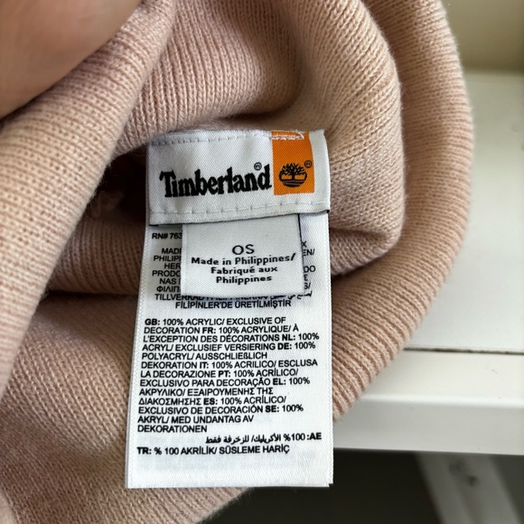 Timberland soft pink rib knit beanie cap hat - Picture 6 of 8
